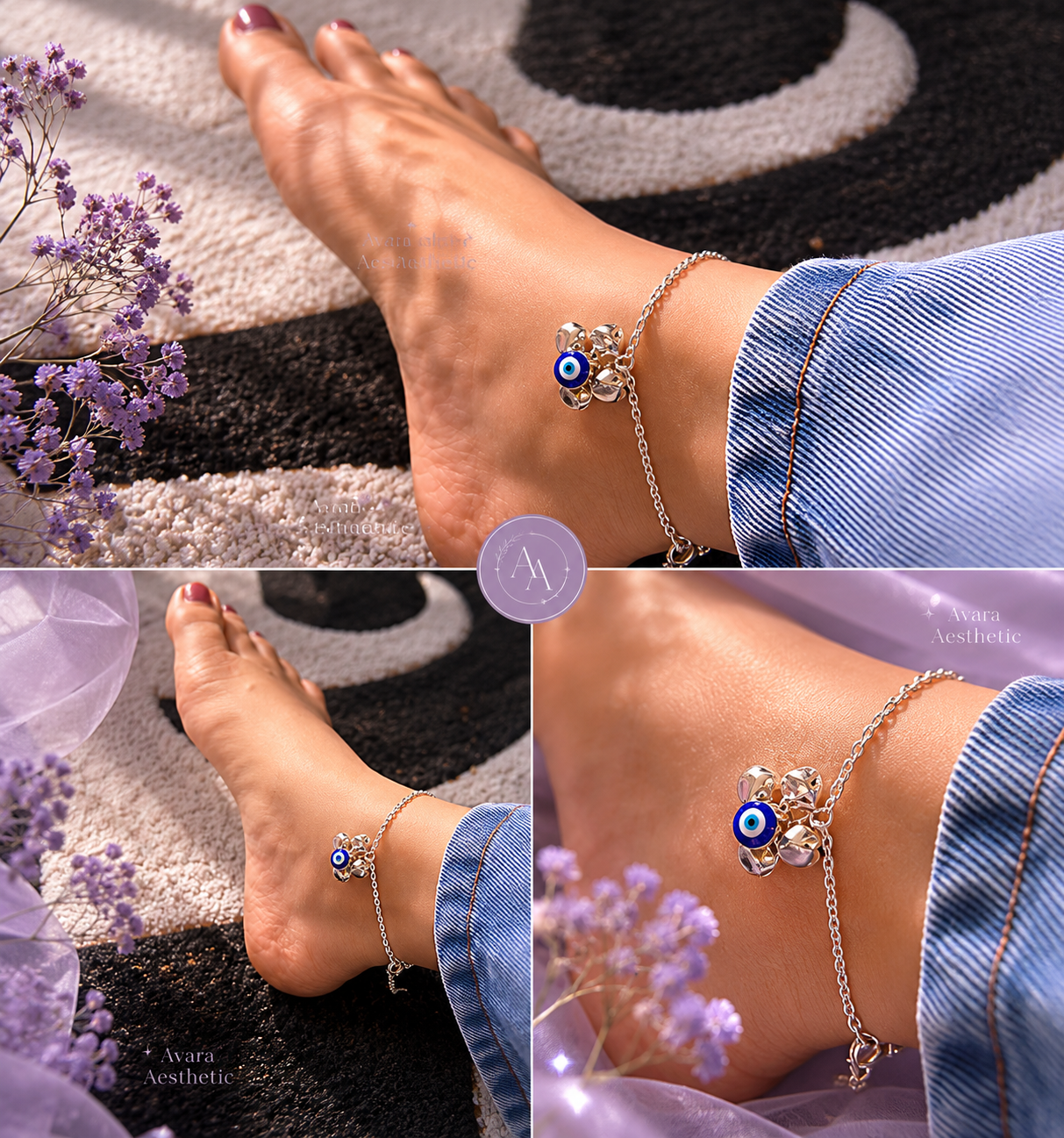 Evil Eye Ghungroo Anklet for Women | Adjustable silver plated Anklet (with beautiful ghungroos)🧿💝