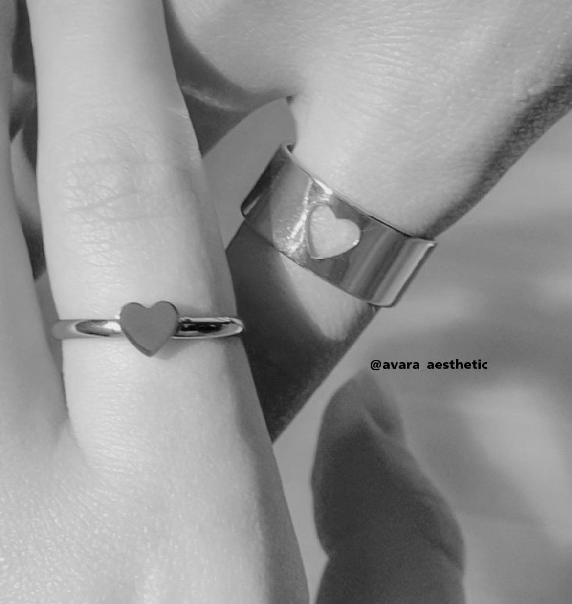Heart matching rings for couples♥️✨(rings are quite adjustable can be worn by anyone of any size)!!