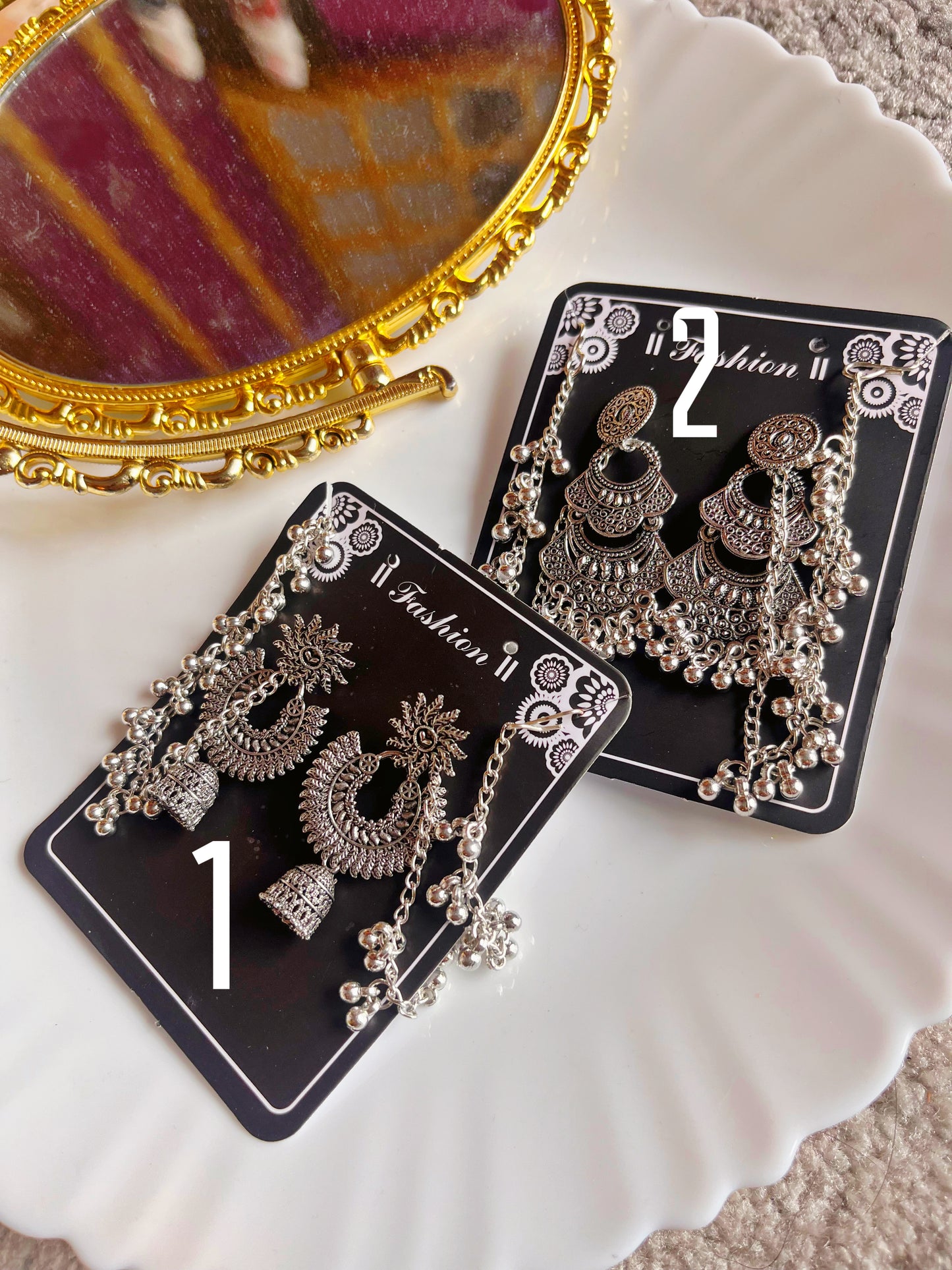 Jhanak jhumkha oxidised silver plated jhumkhi earrings 🦢🪞
