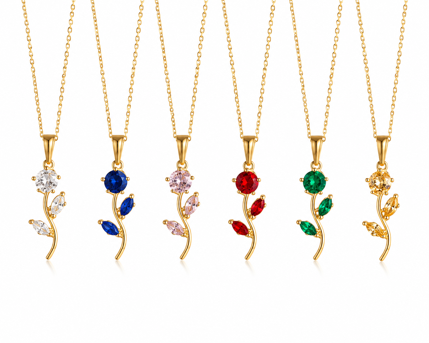 Tulip Necklace | Colorful Crystal Flower Pendant Necklace🌷🩵♥️