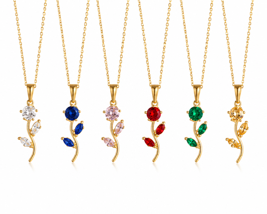 Tulip Necklace | Colorful Crystal Flower Pendant Necklace🌷🩵♥️