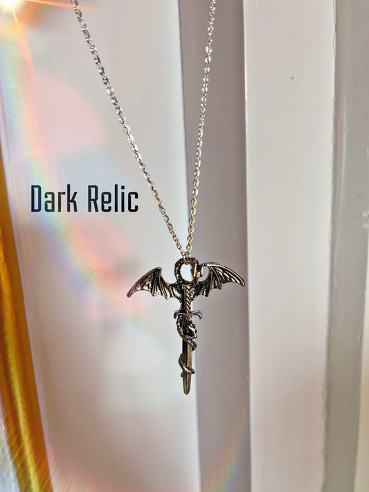 Dark relic gothic bold necklace 🐉🗡️(Anti tarnish, unisex )