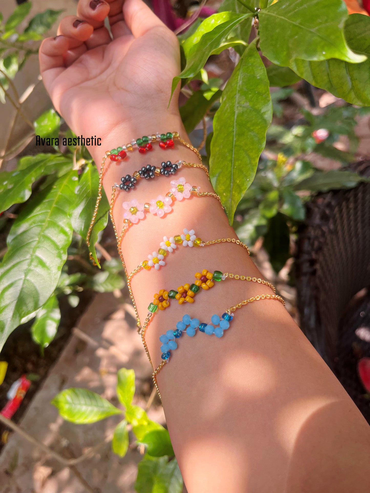 Dainty handmade chain flower theme / cherry theme bracelets 🌸🍒 (select bracelet below)