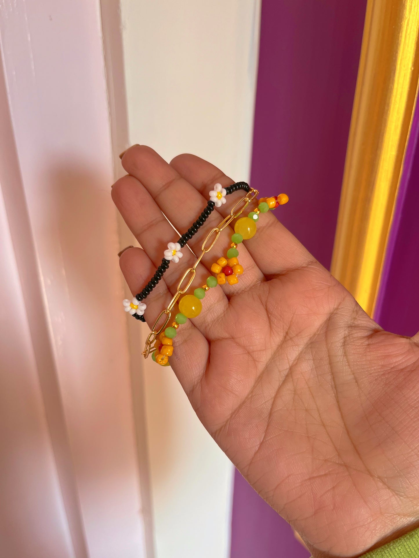 Sunflower theme bracelet stack ( three bracelets together as shown)🌻