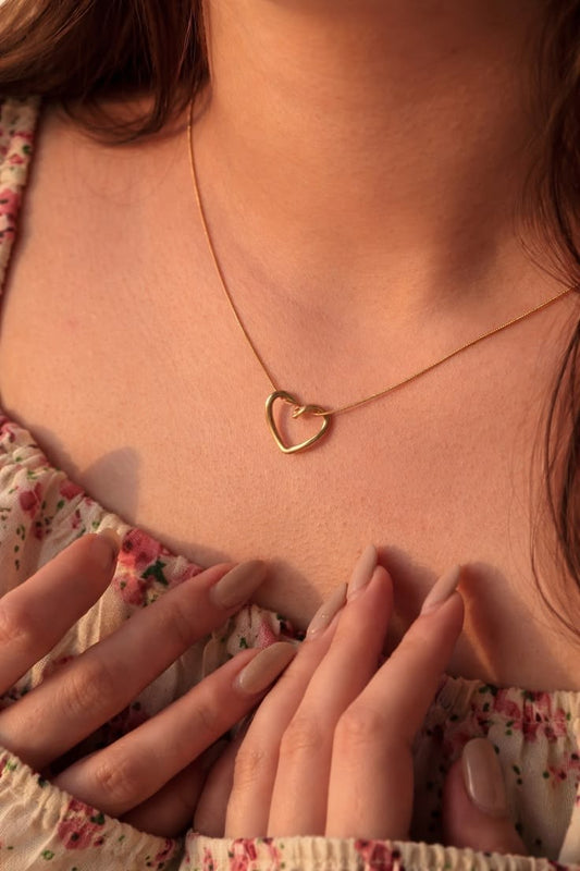 Eternal Heart Necklace | Minimal Gold Heart Pendant Necklace♥️ Anti tarnish / stainless steel base.