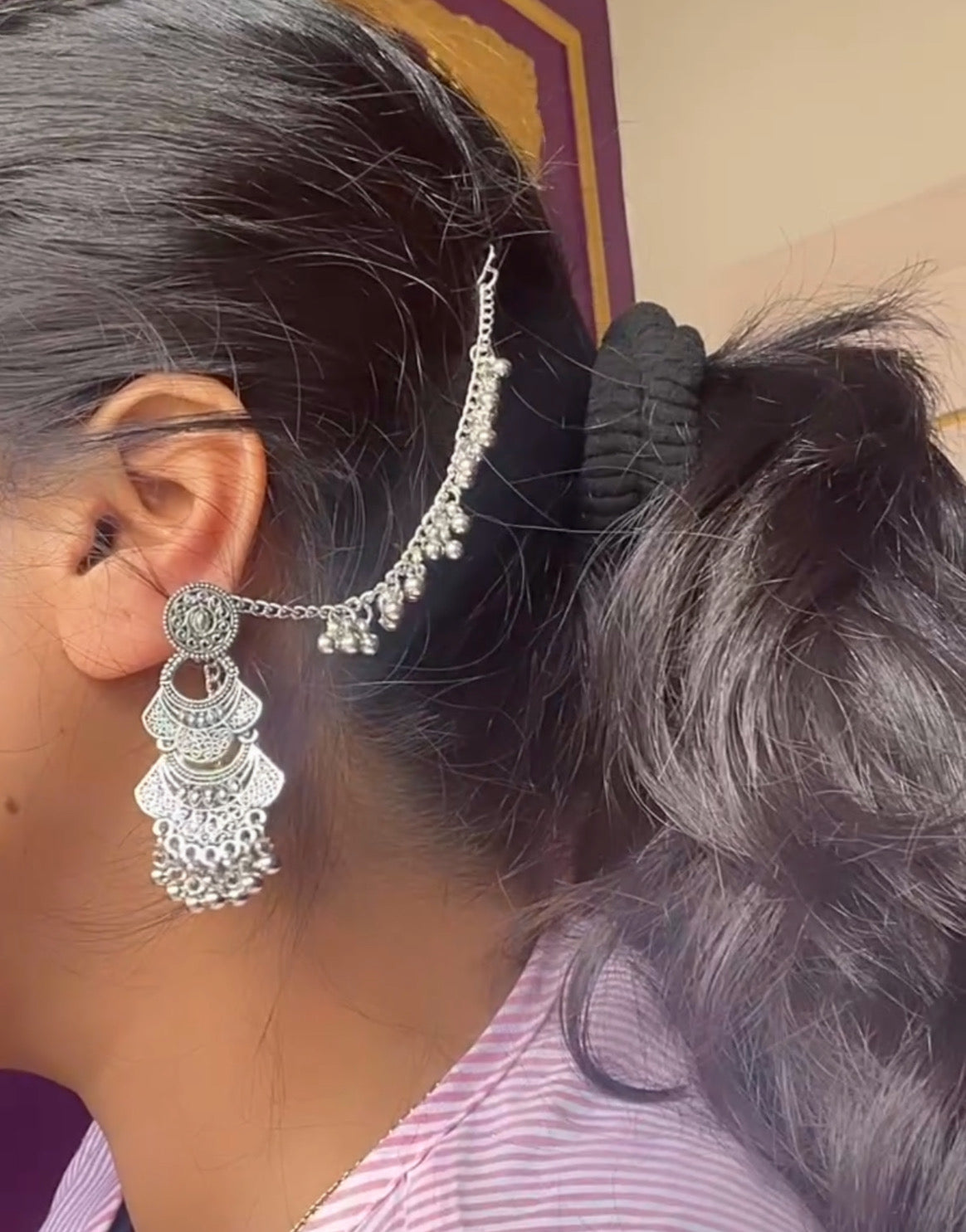 Jhanak jhumkha oxidised silver plated jhumkhi earrings 🦢🪞