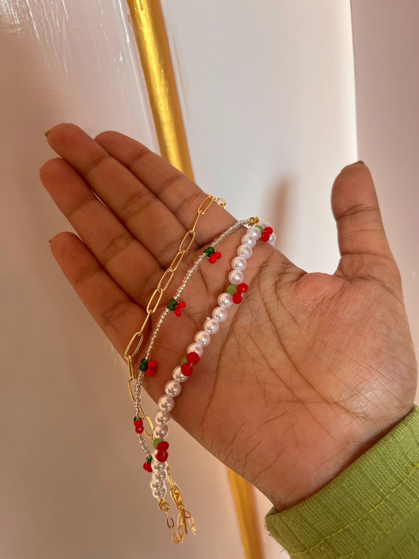Cherry theme summer bracelet stack 🍒