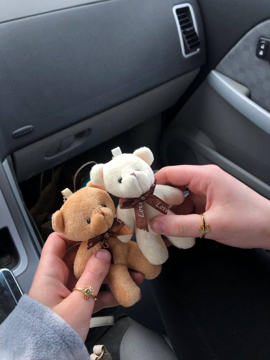 Cute Plush Teddy Bear Keychain | Soft Kawaii Bag Charm & Car Key Accessory🧸