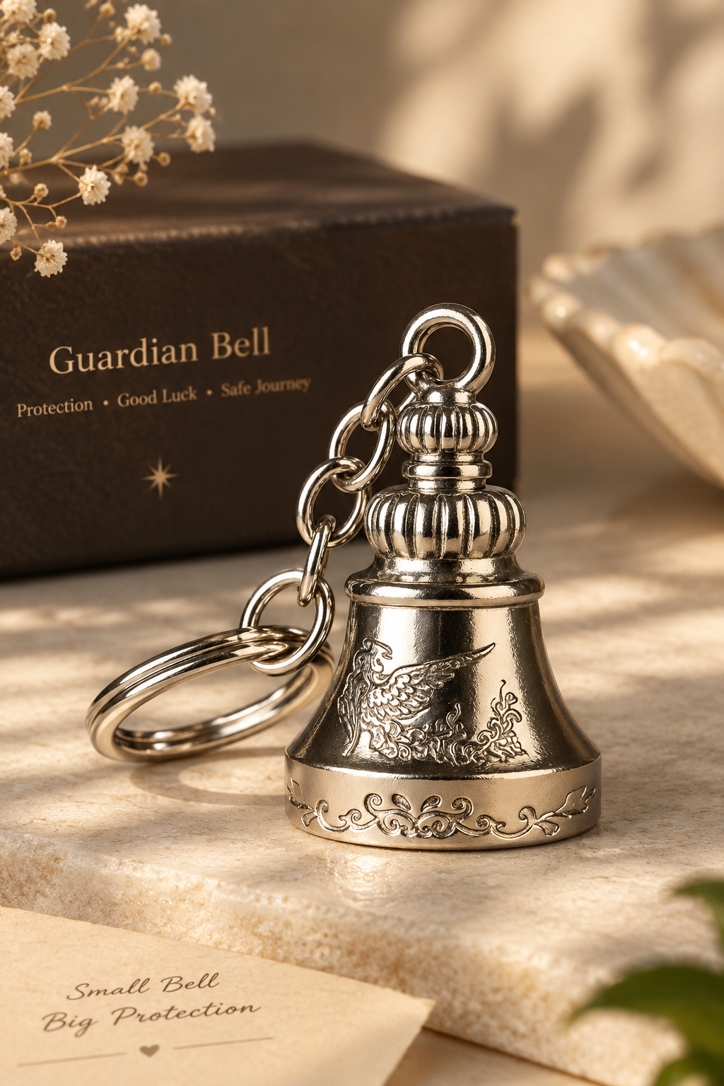 🕊️ Guardian Bell – Winged Protection Keychain