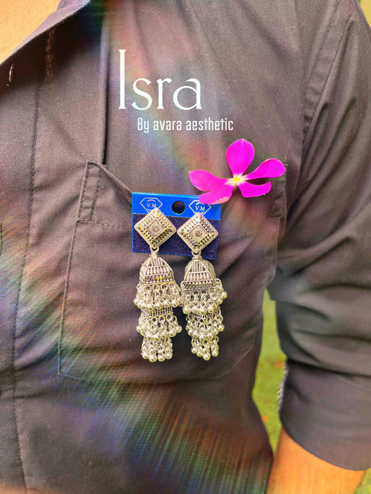 “Isra”oxidised jhumka earrings