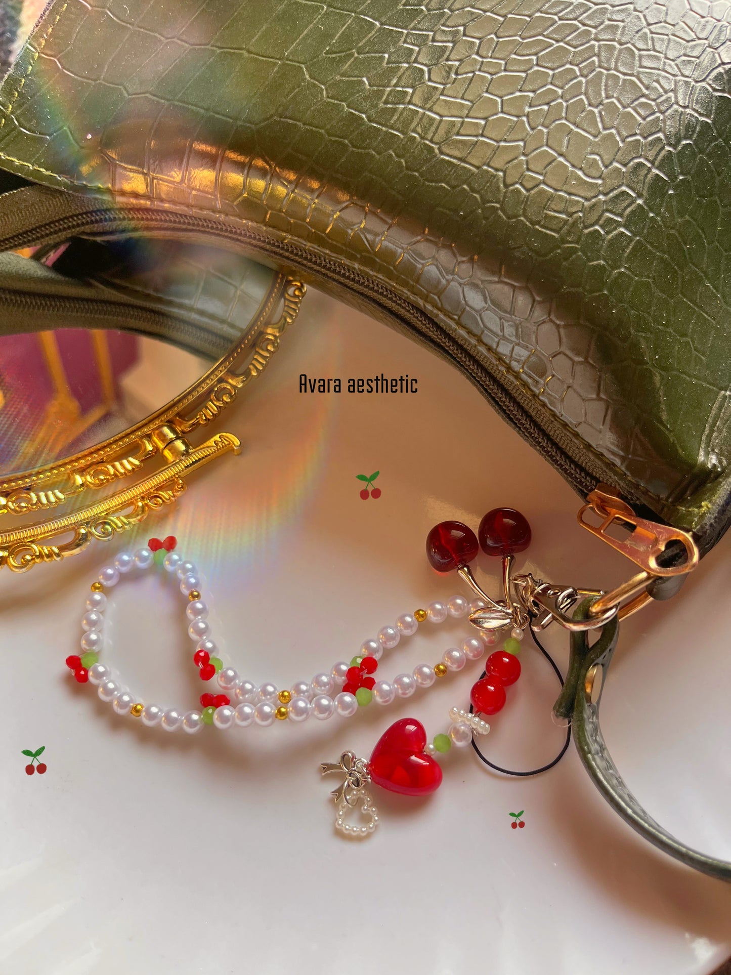Cherrycore “cheri cheri” handmade keychain/phonecharm /bagcharm🍒❤️🎀