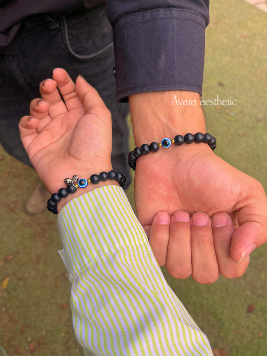 Matching nazar couple bracelets A bond protected and love connected 💙🧿 Comes with little ghungroo for girl as well🥹