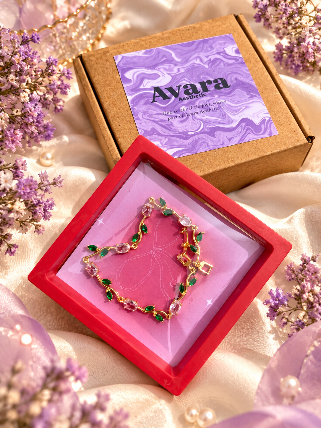 Tulip Bloom Bracelet – Emerald & Blush Floral Bracelet🌷🥹✨🎀