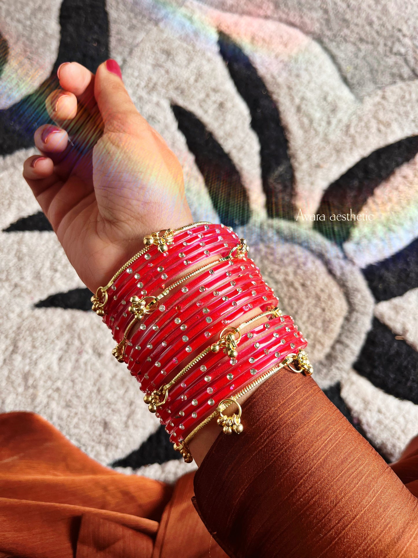 “Surkh Adaa”“Kashmiri bangles set for women | traditional festive bangles | wedding wear bangles | ethnic jewelry India | stackable bangle set”