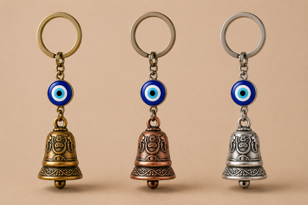 Guardian Bell for Motorcycle & Bike | Evil Eye Protection Bell Keychain | Lucky Bell for Bikers | Good Luck Bike Accessory🧿✨