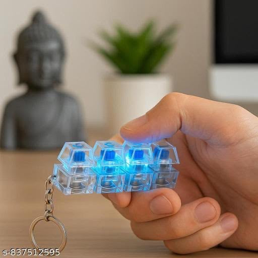 ClickGlow (stress relief) keyboard keychain ⌨️🌟 glows light with each click🥹 RBG lighting