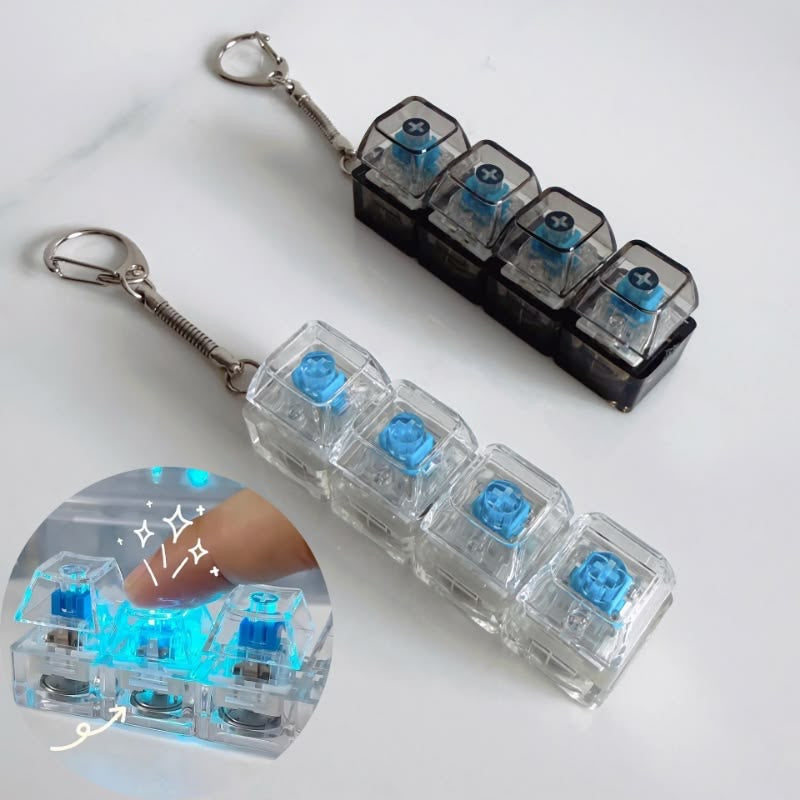 ClickGlow (stress relief) keyboard keychain ⌨️🌟 glows light with each click🥹 RBG lighting