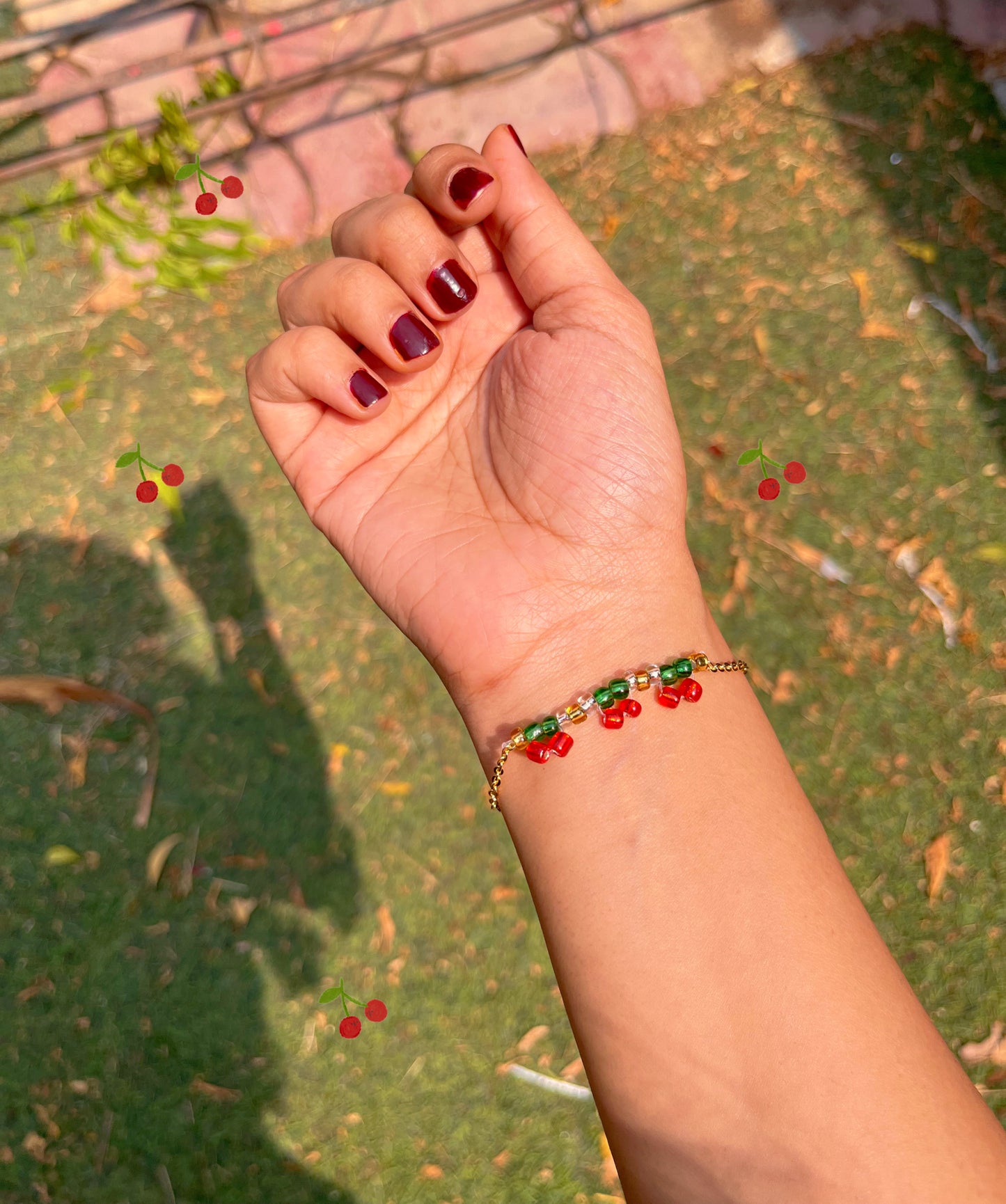 Dainty handmade chain flower theme / cherry theme bracelets 🌸🍒 (select bracelet below)