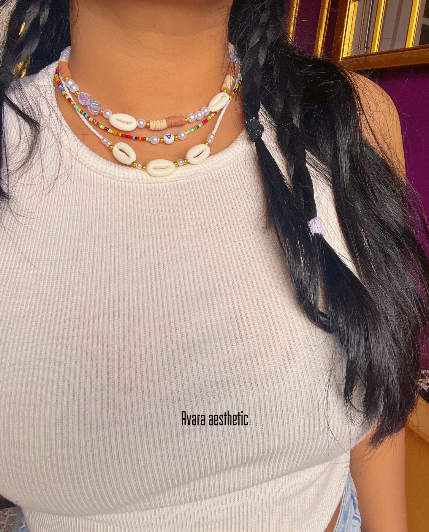 Coral beachy theme necklace trio set ☀️🌊🏖️perfect to match your beachy outfit! ( select letter initial below)
