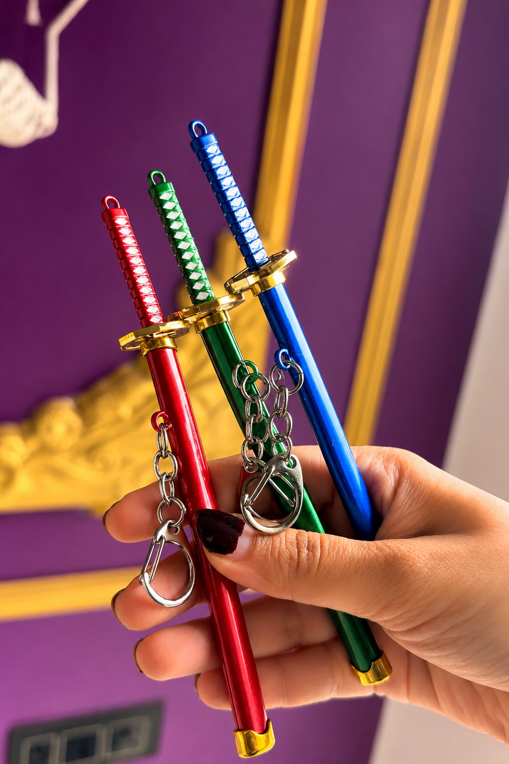 Mini Anime Katana Keychain – 🗡️Decorative Collectible Keyring (Any of these color will be randomly sent)
