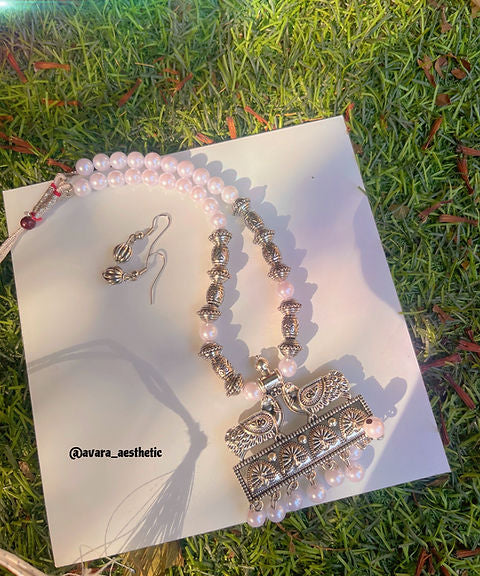Neerjaa✨pearl oxidised necklace set with earrings