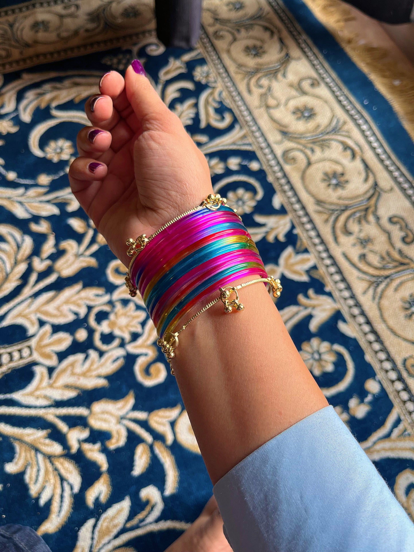 Multicolored jelly bangles set (set of 12 bangles) 😍