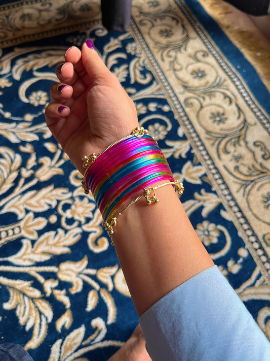 Multicolored jelly bangles set (set of 12 bangles) 😍