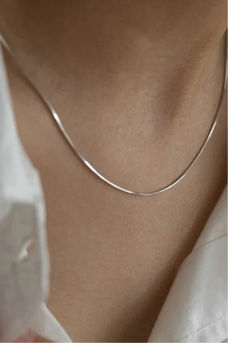 Silver thin sleek snakechain 🐍 ( anti tarnish / waterproof/ adjustable)
