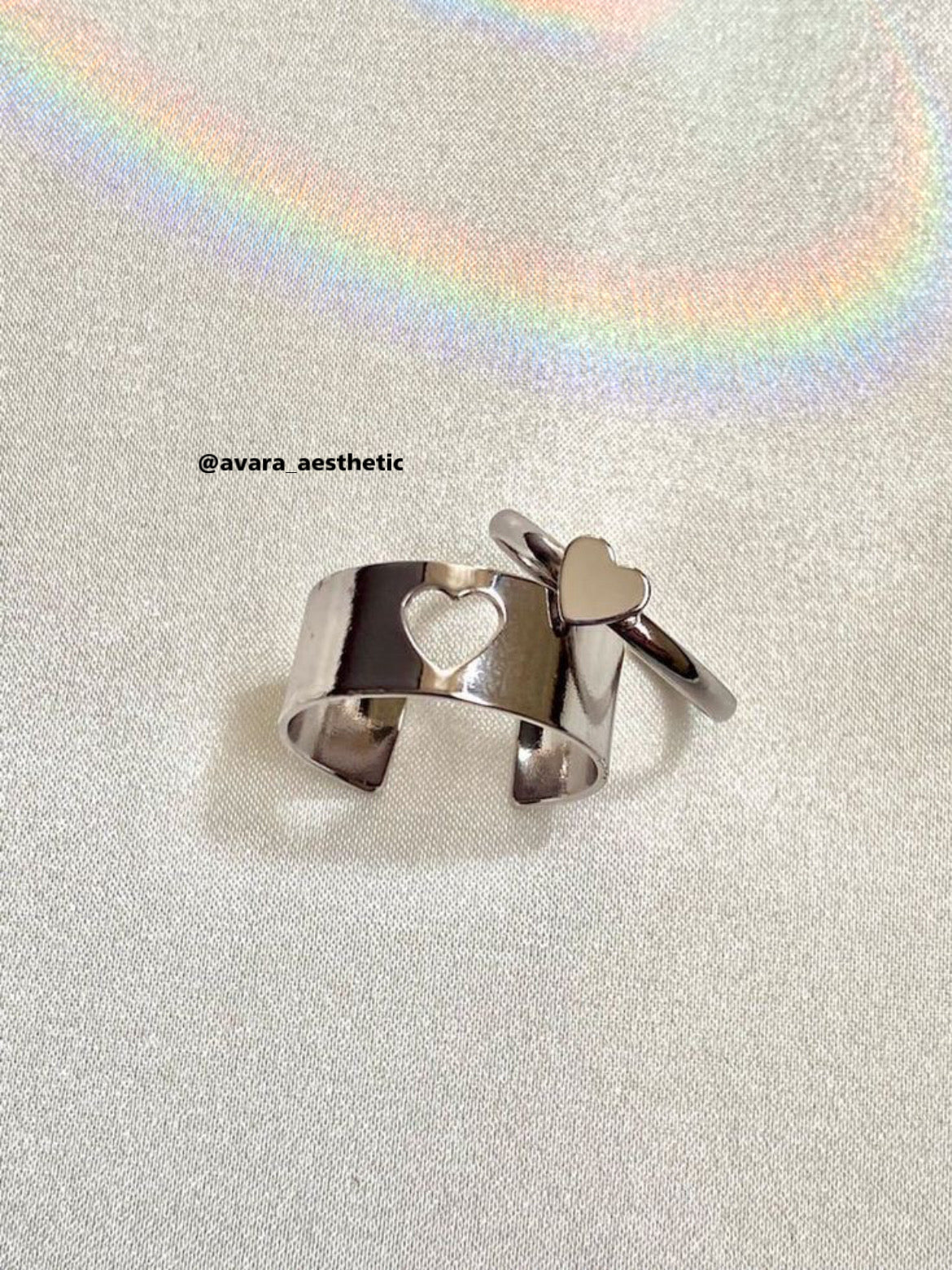Mathing Rings Snap Heart Heart matching rings for couples♥️ (rings are quite adjustable can be ...