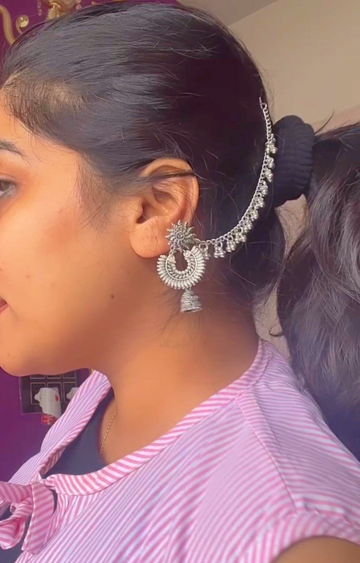 Jhanak jhumkha oxidised silver plated jhumkhi earrings 🦢🪞