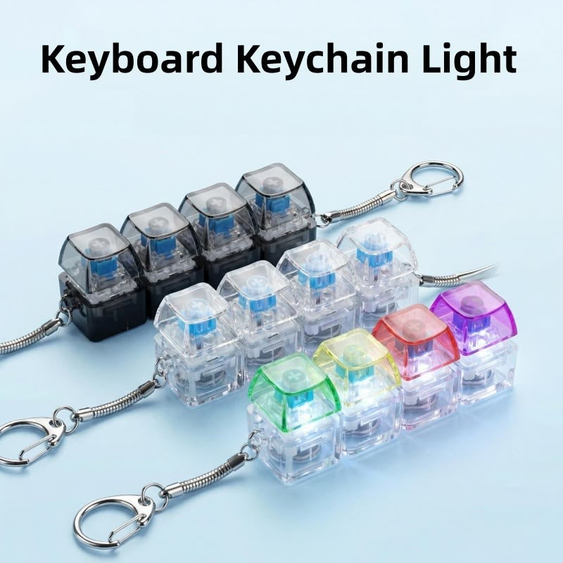 ClickGlow (stress relief) keyboard keychain ⌨️🌟 glows light with each click🥹 RBG lighting