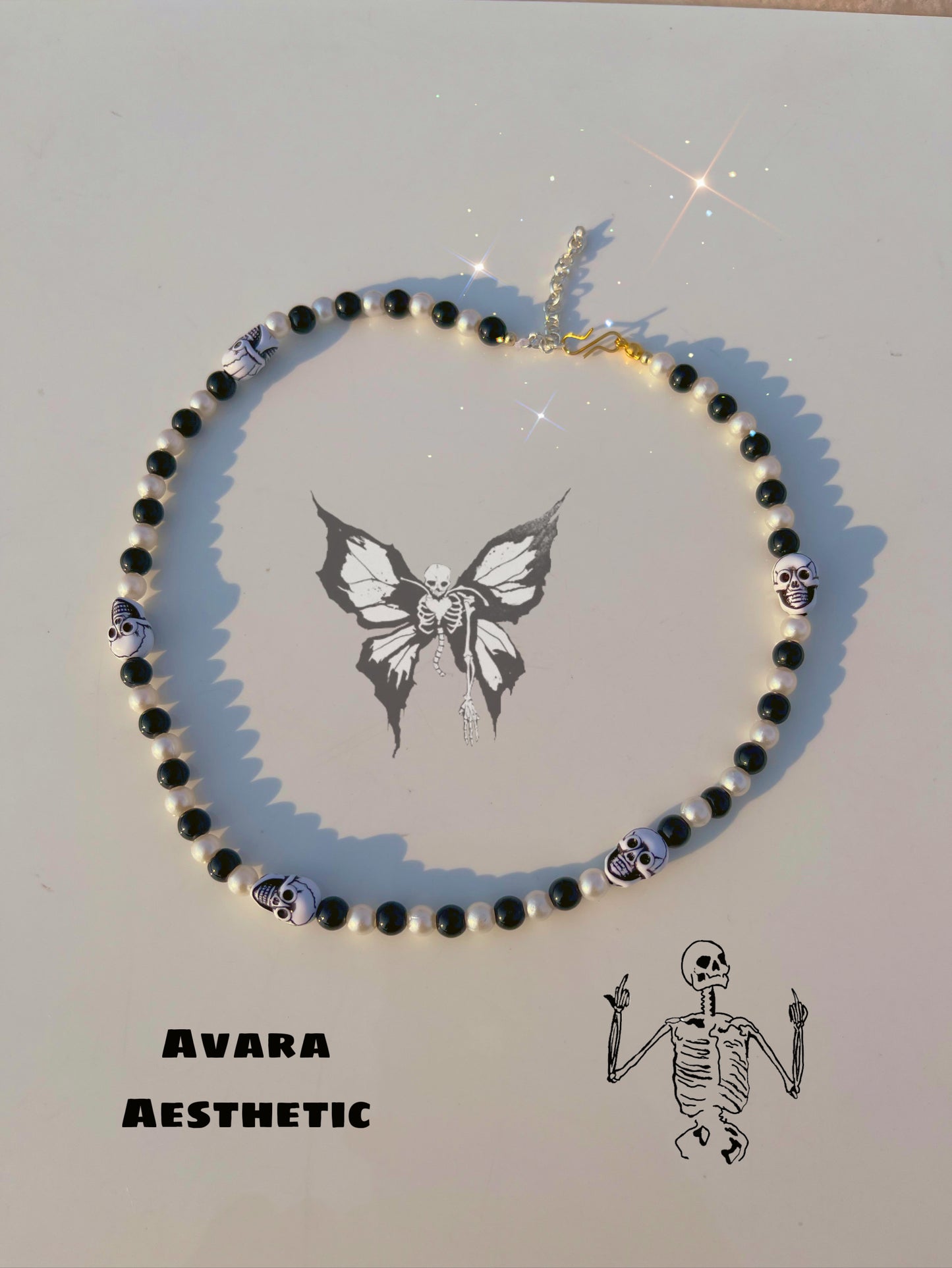 Skull black white necklace 🖤🤍