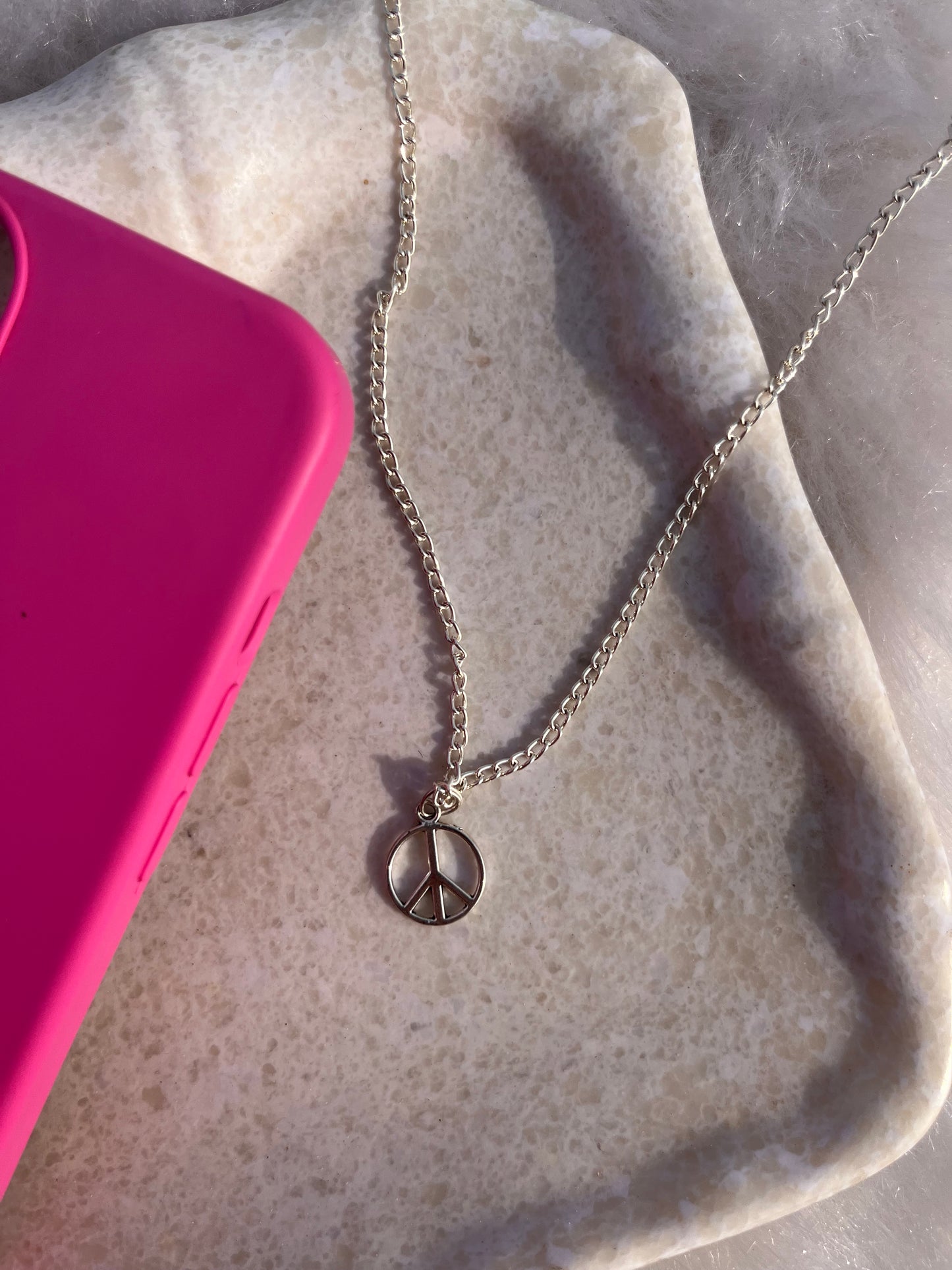 Peace sign ☮️ silver chain necklace