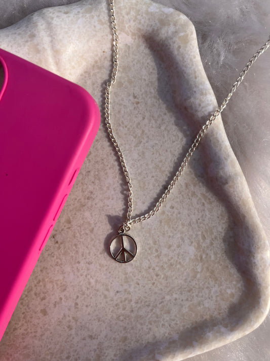 Peace sign ☮️ silver chain necklace