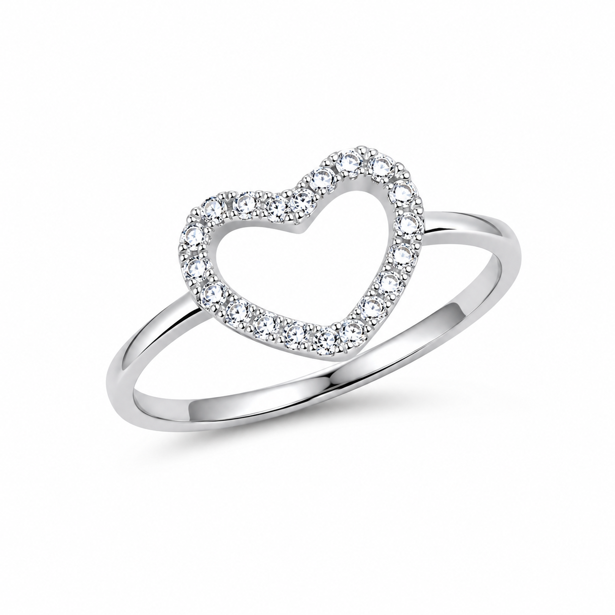 Celeste Open Heart  Ring | Silver plated Crystal Heart Ring for Women💌