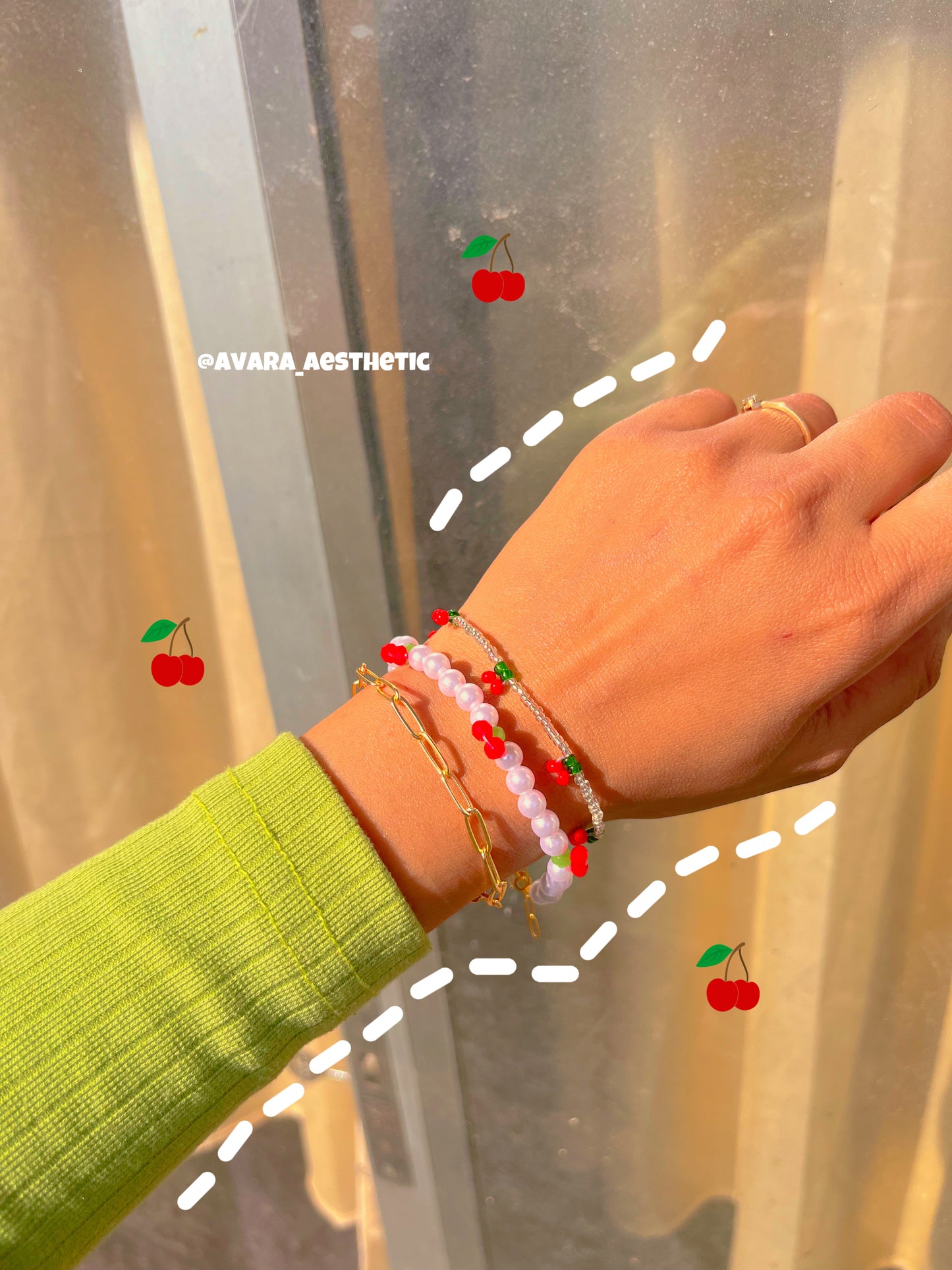 Cherry theme summer bracelet stack 🍒