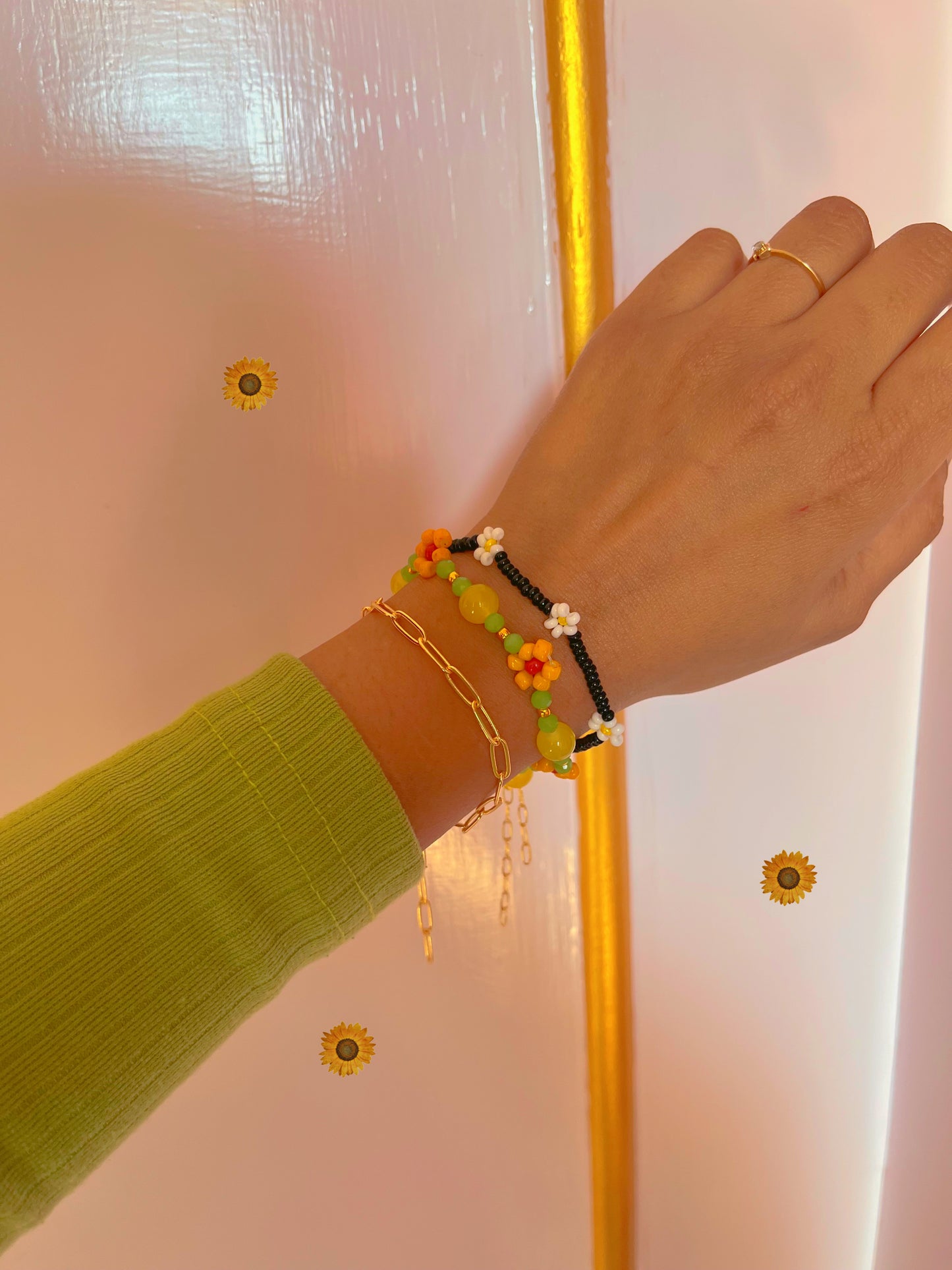 Sunflower theme bracelet stack ( three bracelets together as shown)🌻