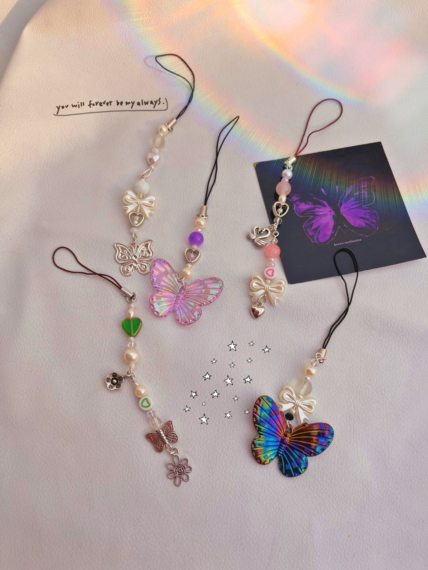 Purple butterfly theme phonecharm💜🤍