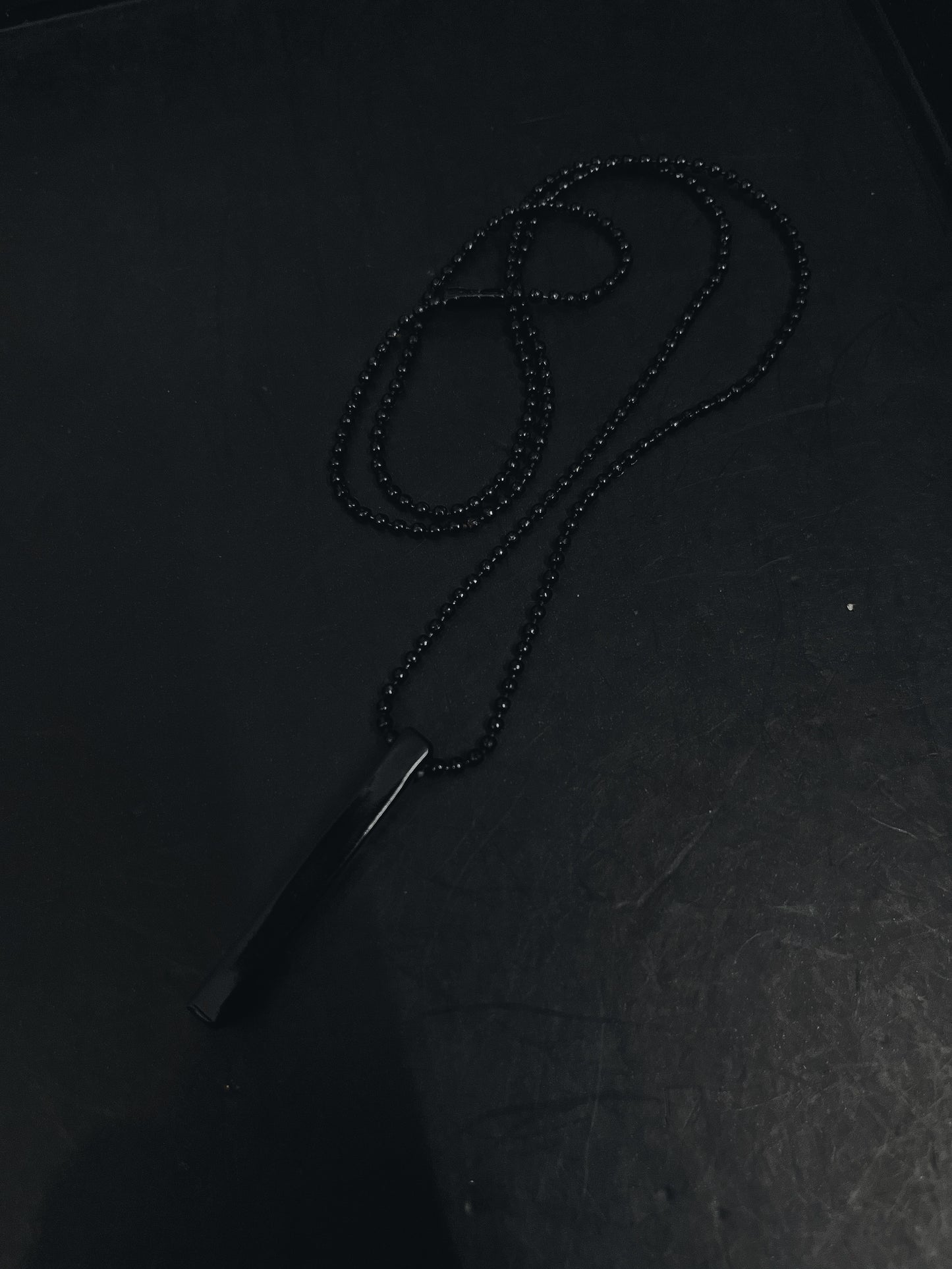 Egnite black stone chain necklace for guy◾️ ( Anti tarnish , water resistant)