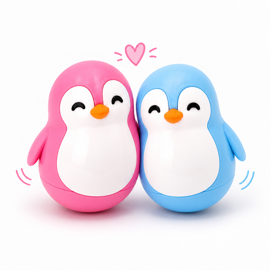 Roly Moly Penguin Couple Set – Pink & Light Blue 🐧💗