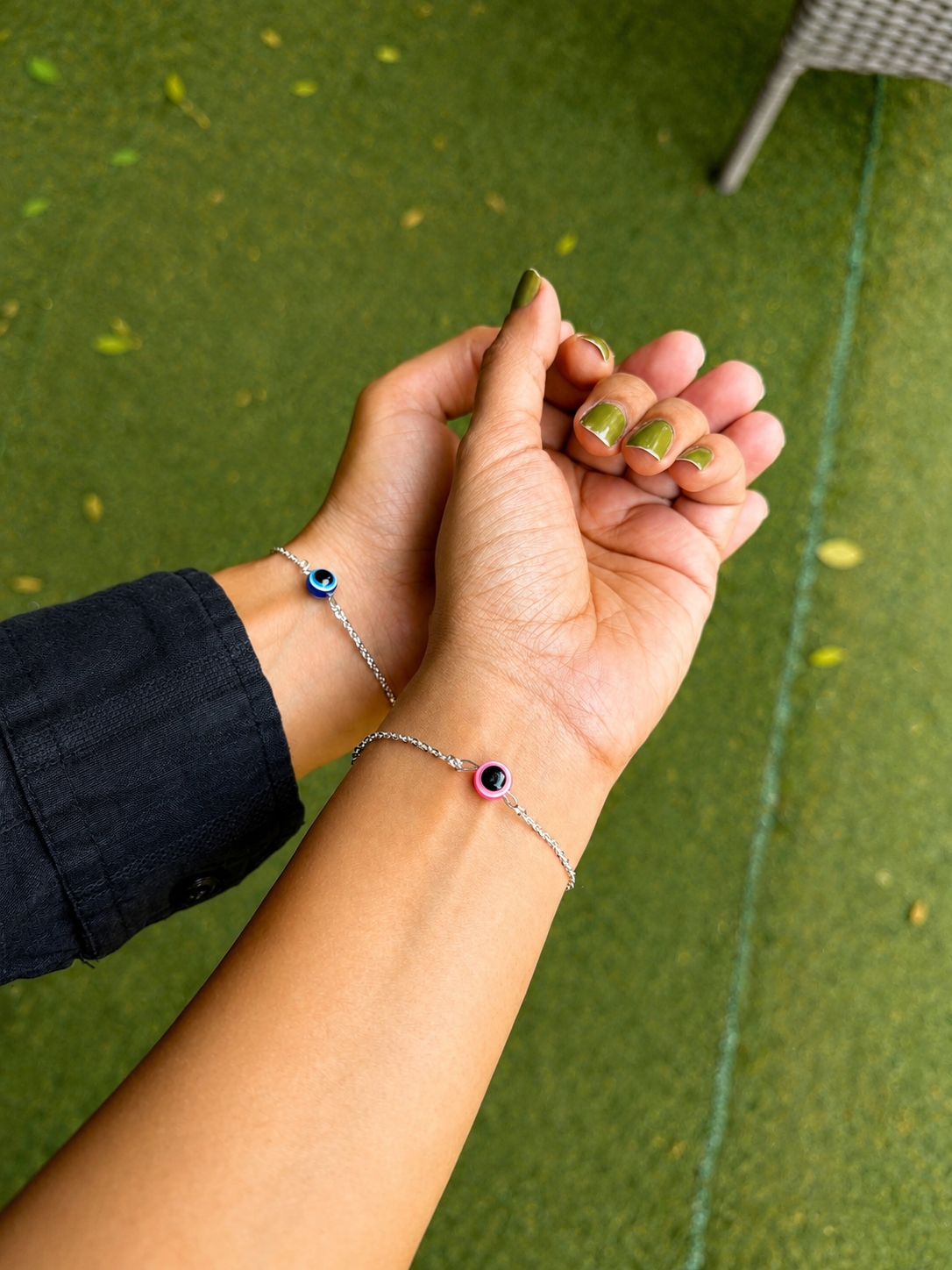 Couple Evil Eye Bracelet Set – pink and blue evil eyes Matching Protection Bracelets for Him & Her